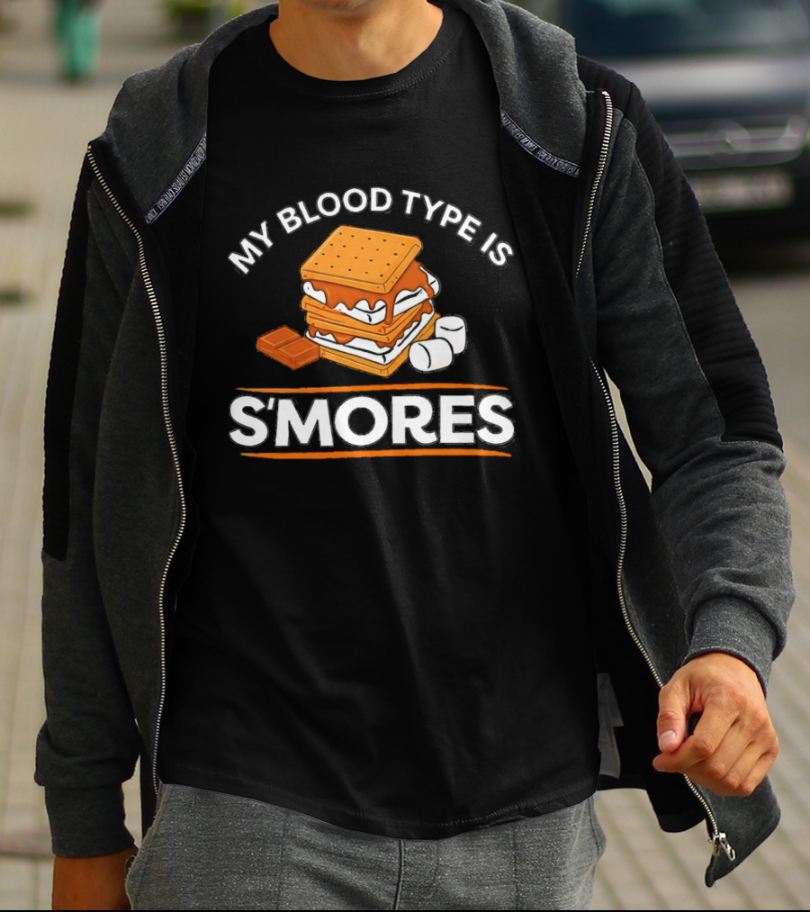 My Blood Type Is S'mores Marshmallow Camping Snack T-Shirt