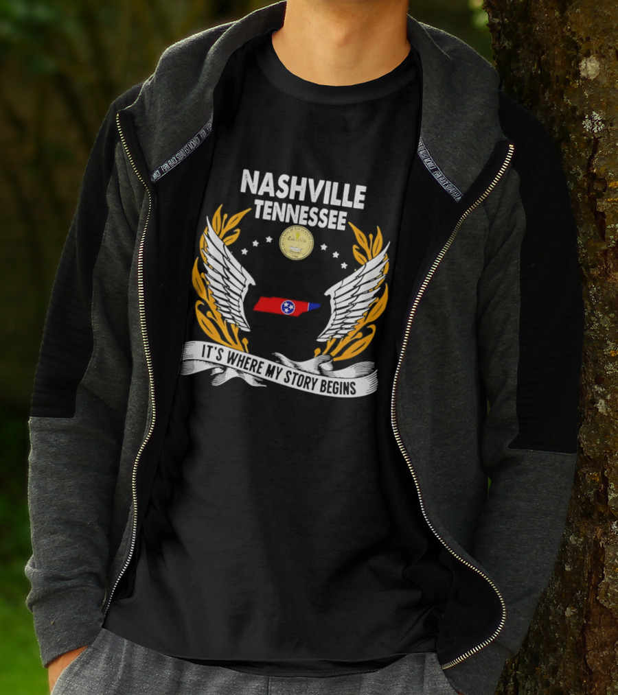 Nashville Tennessee It's Where My Story Begins Wings And State T-Shirt