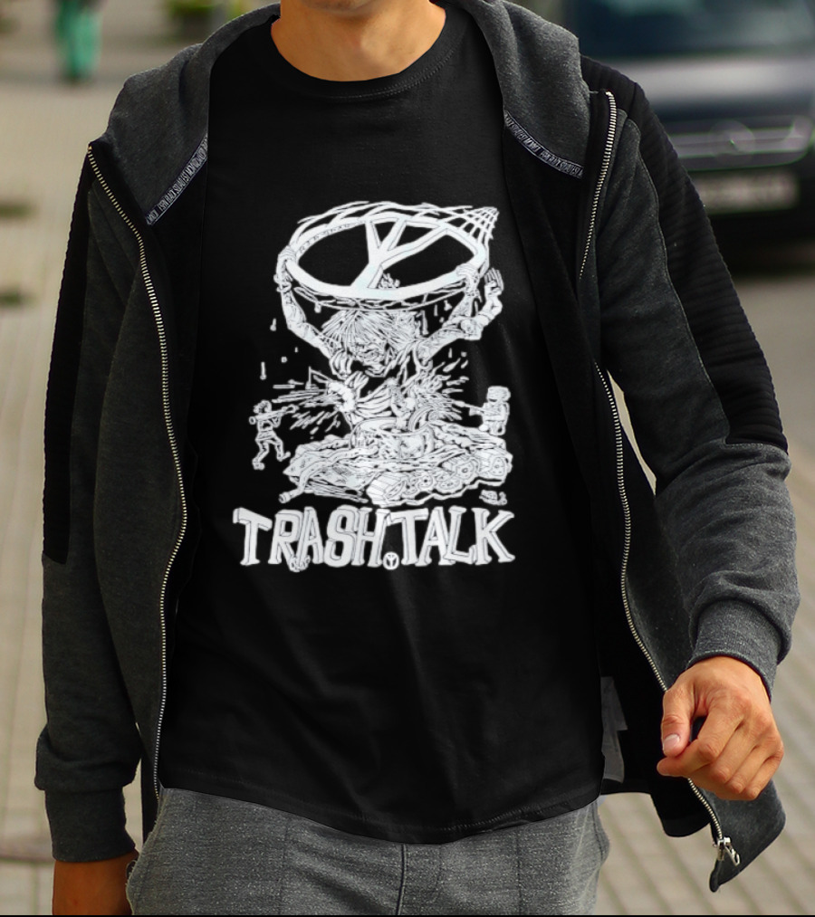 Trash Talk Tank War Hardcore Punk Skater And Tank Collision T-Shirt