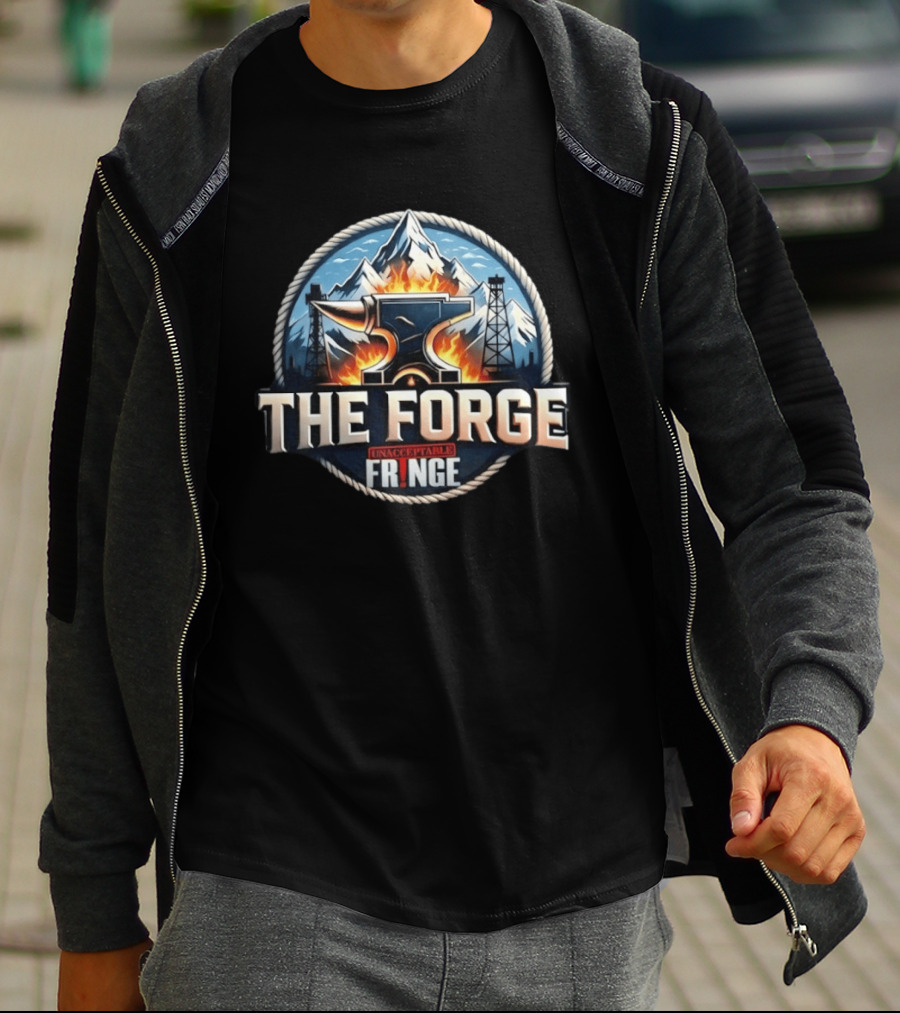 The Forge Unacceptable Fringe Anvil Mountains Oil Rigs Fire Rope Circle T-Shirt
