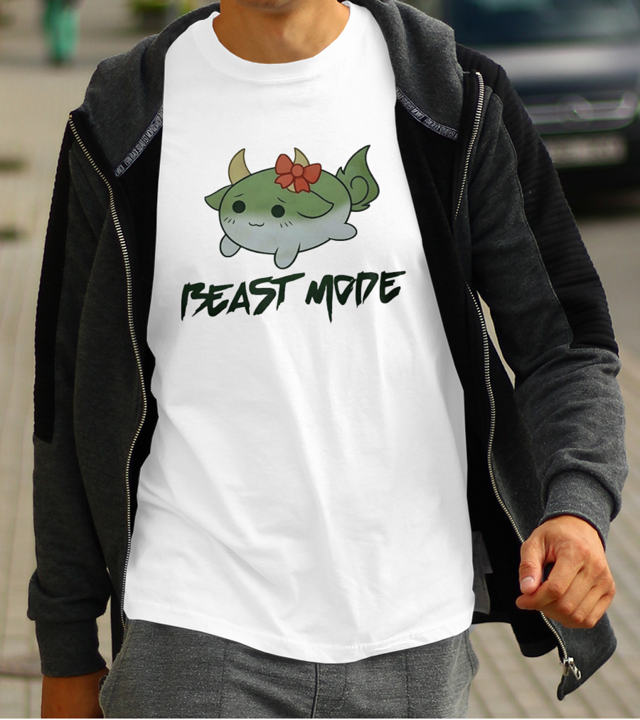 Beast Mode Cute Mythical Creature With Red Bow T-Shirt