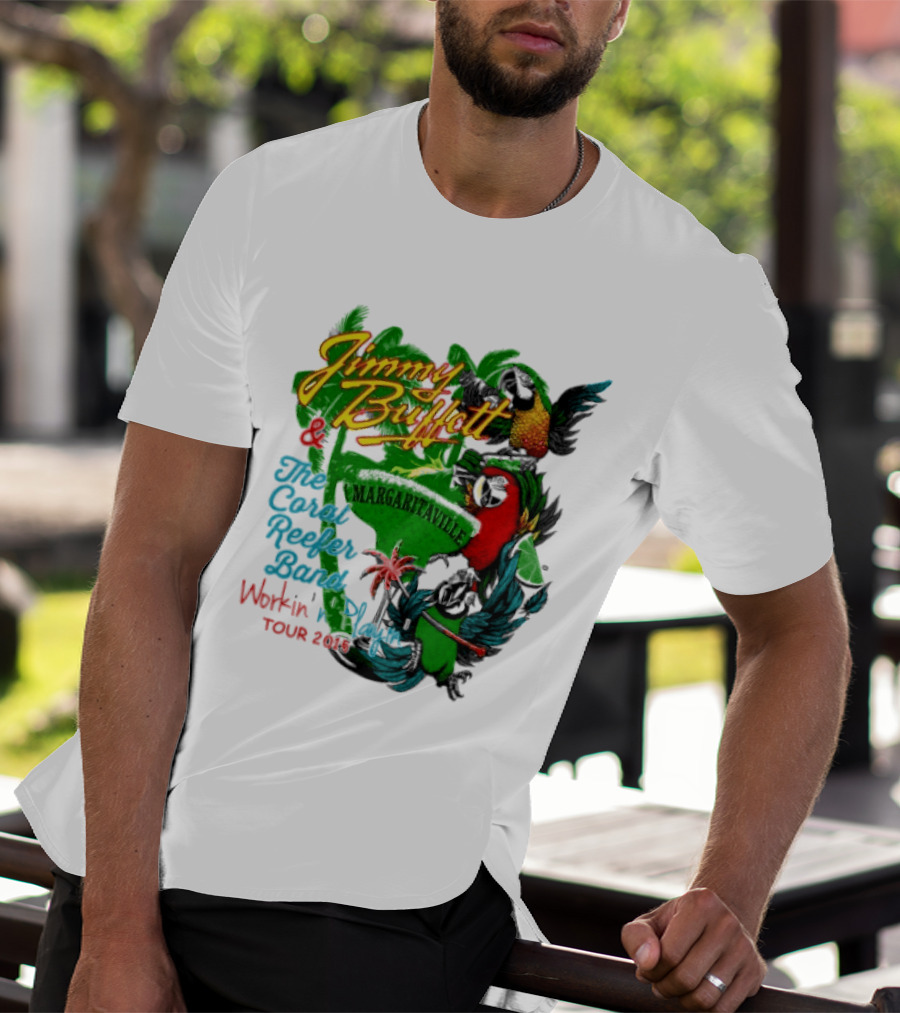 Jimmy Buffett Margaritaville Workin' And Playin' Tour 2015 Coral Reefer Band T-Shirt
