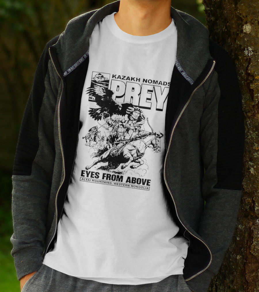 Kazakh Nomads Prey Altai Mountains Western Mongolia Eagle Rider T-Shirt