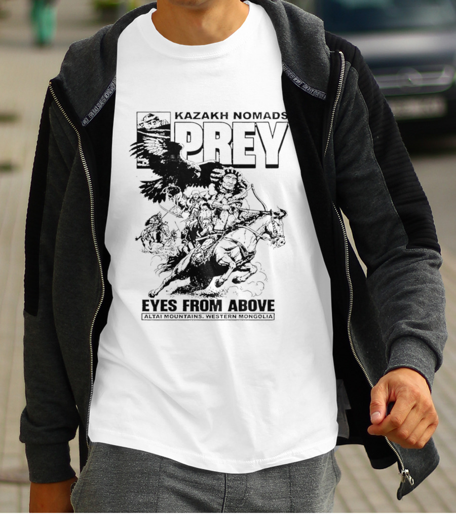 Kazakh Nomads Prey Altai Mountains Western Mongolia Eagle Rider T-Shirt