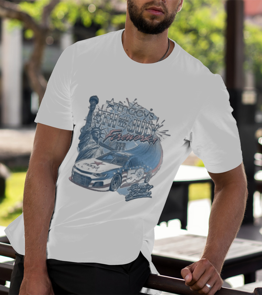 Macy's 4th Of July Fireworks 50 Statue Of Liberty And Race Car T-Shirt
