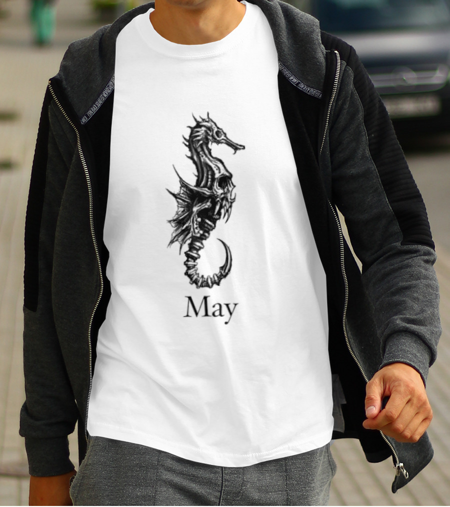 May Skull Seahorse Zodiac Gothic T-Shirt