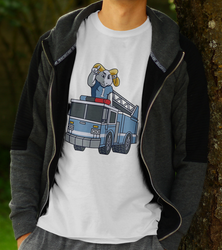 UNC Tar Heels Ram Mascot On Fire Truck Sports Team Merchandise T-Shirt