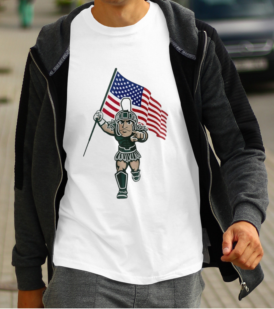 Michigan State Spartans USA Flag T-Shirt
