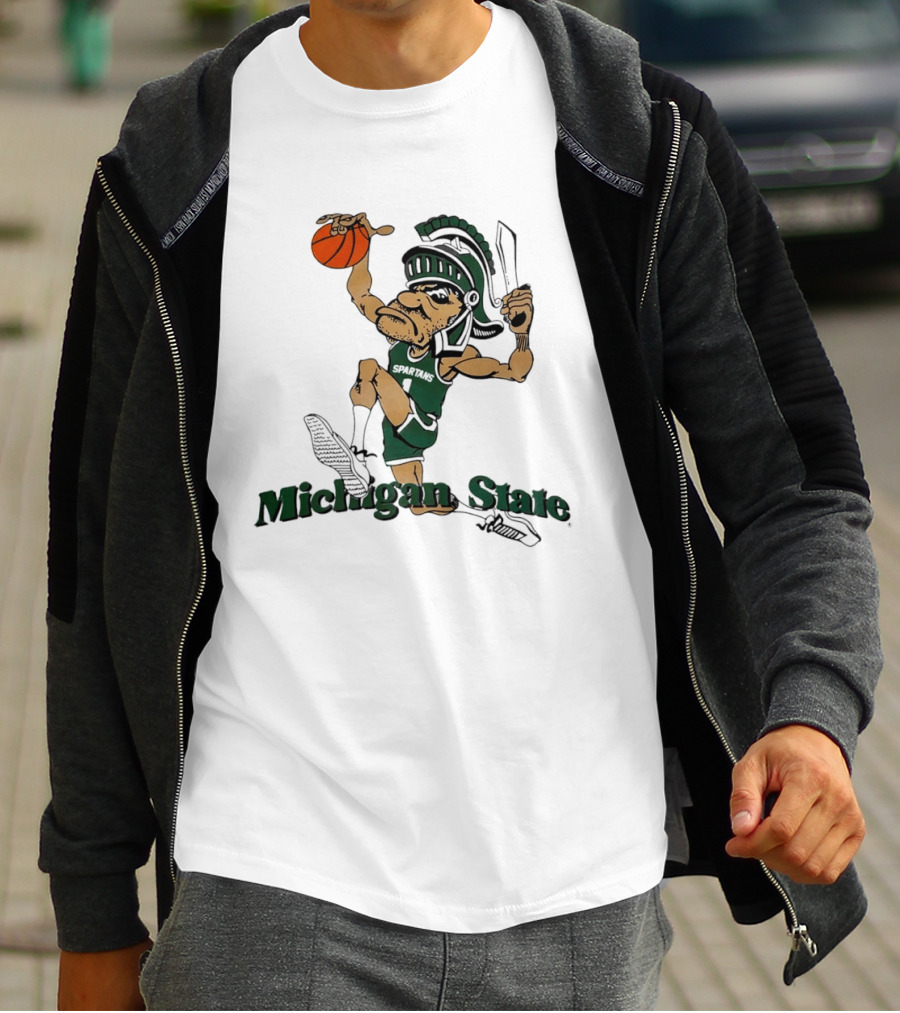 Michigan State Spartans Gruff Sparty Dunking Basketball T-Shirt