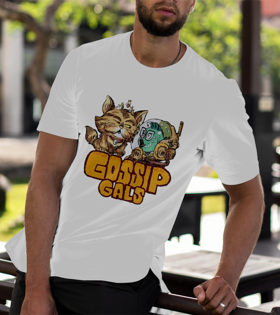 Gossip Gals Royal Cat With Crown And Fish In Astronaut Helmet T-Shirt