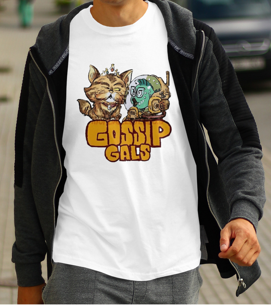 Gossip Gals Royal Cat With Crown And Fish In Astronaut Helmet T-Shirt