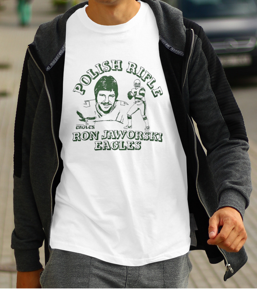 Polish Rifle Ron Jaworski Eagles Quarterback Sketch T-Shirt