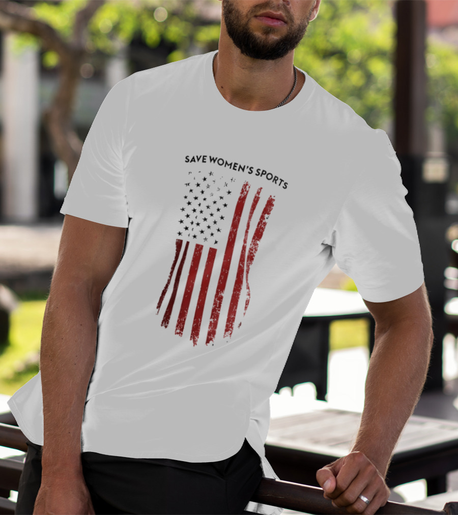 Save Women's Sports Red American Flag Stripes T-Shirt