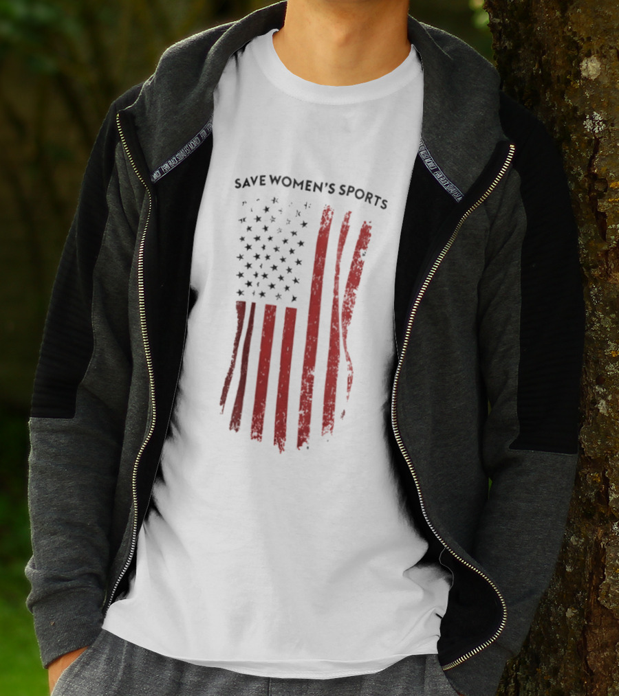Save Women's Sports Red American Flag Stripes T-Shirt
