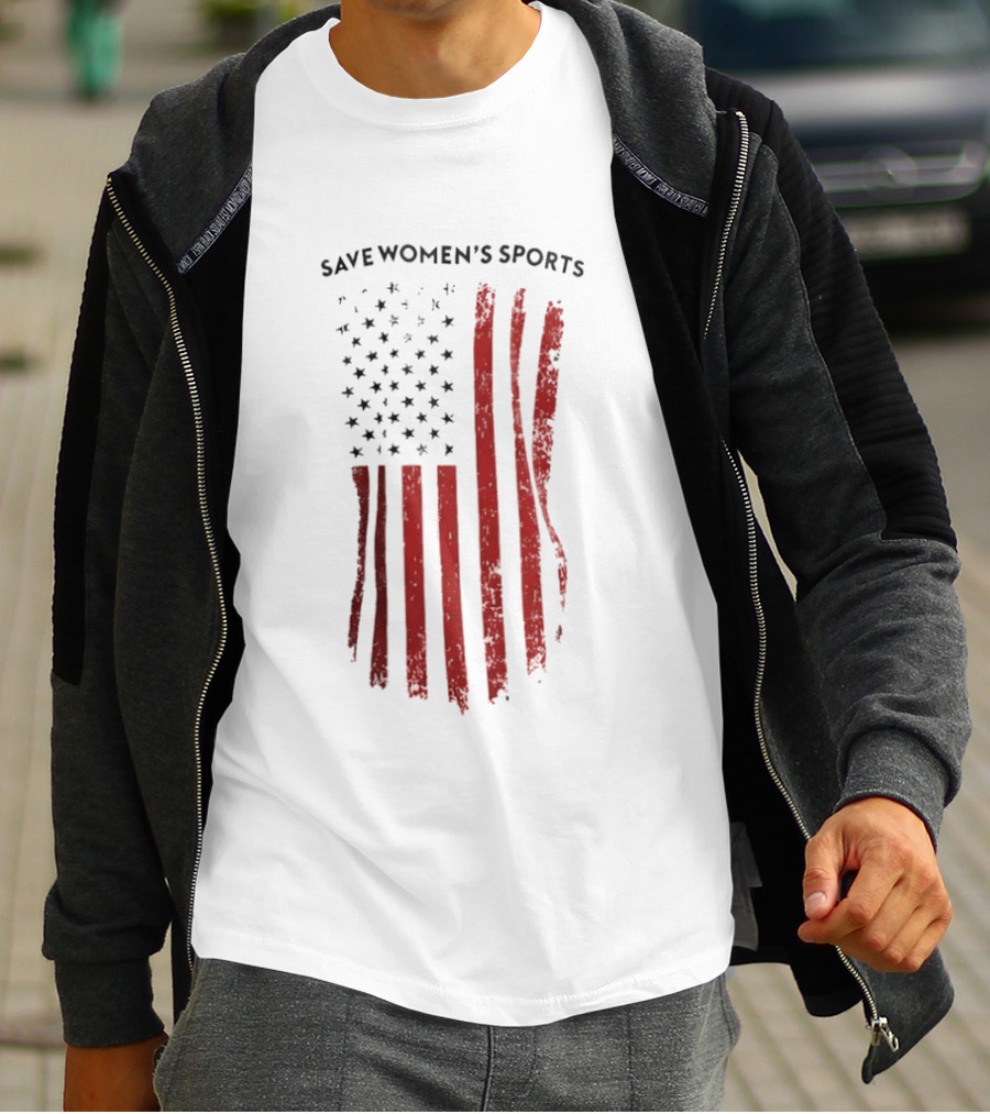 Save Women's Sports Red American Flag Stripes T-Shirt