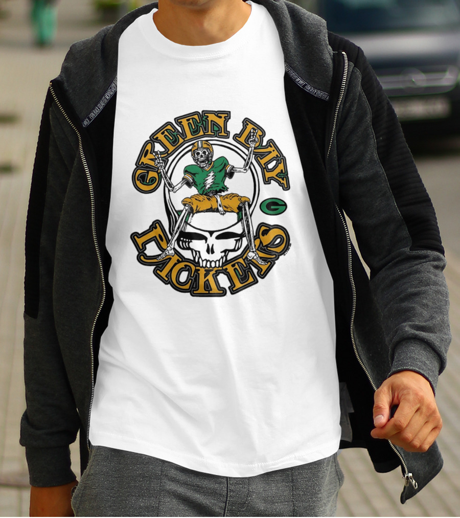 Green Bay Packers Skeleton Grateful Dead Collaboration T-Shirt
