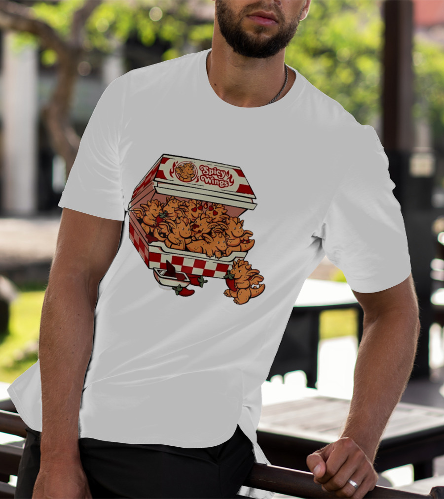 Spicy Wings Box Full Of Cute Dragons With Peppers And Hearts T-Shirt