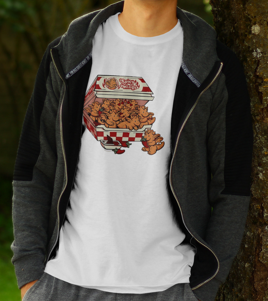 Spicy Wings Box Full Of Cute Dragons With Peppers And Hearts T-Shirt