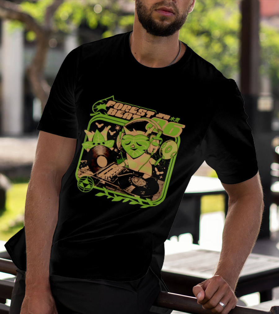Forest Beat 06 Japan Music Vinyl Leaves Green Mask T-Shirt