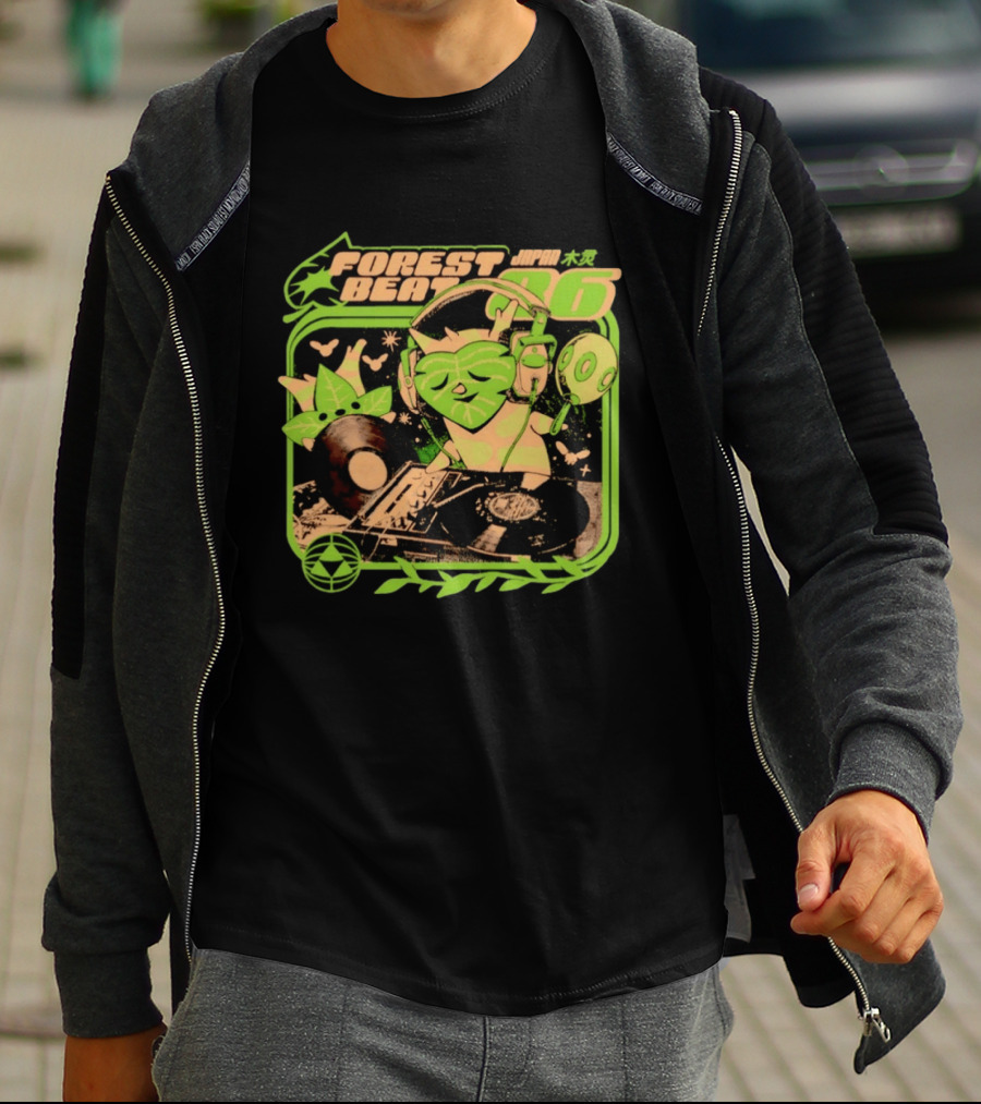 Forest Beat 06 Japan Music Vinyl Leaves Green Mask T-Shirt