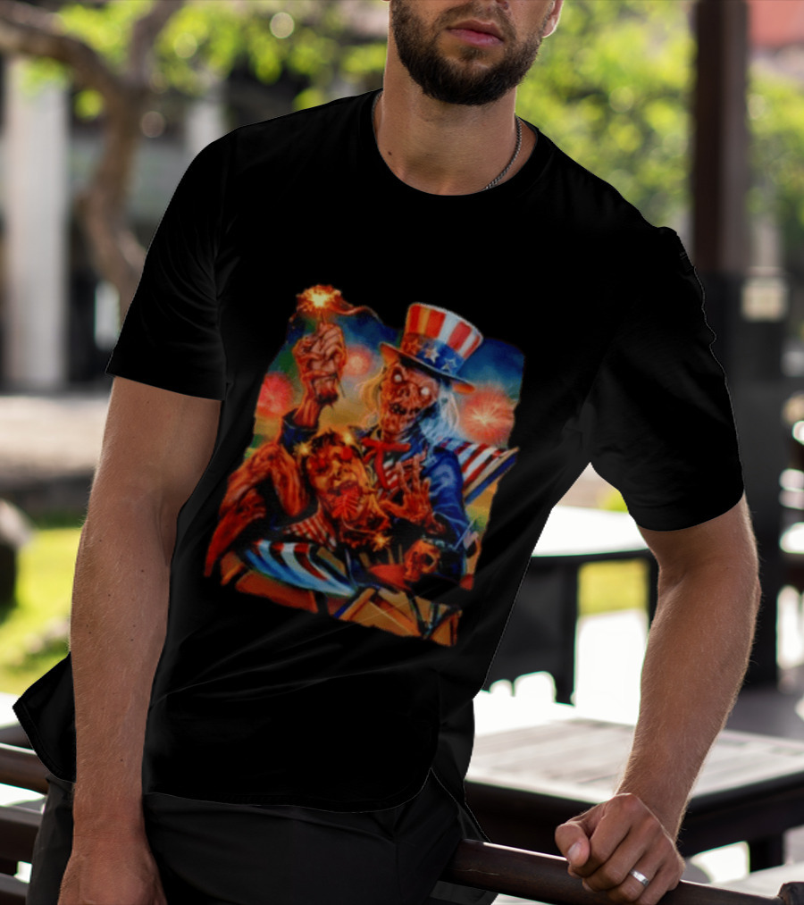 Crypt Keeper Uncle Sam 4th Of July Firework Spectacle T-Shirt