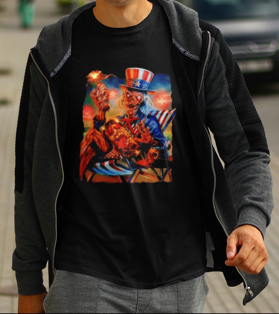Crypt Keeper Uncle Sam 4th Of July Firework Spectacle T-Shirt