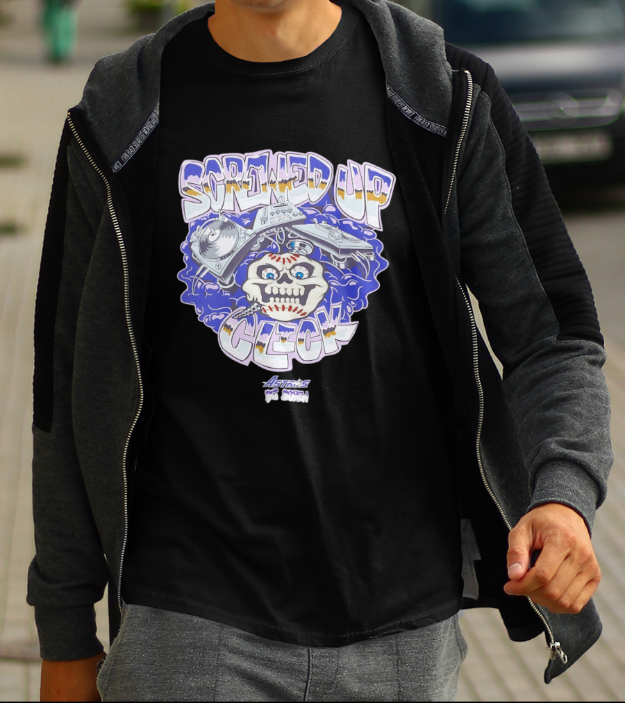 Screwed Up Click Skull DJ Houston Astros Mashup Visual T-Shirt