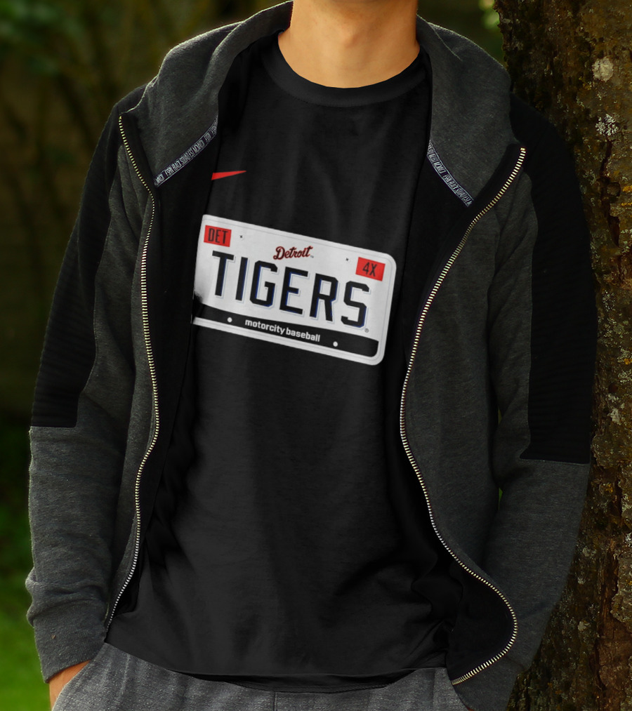 Detroit Tigers License Plate DET 4X Motorcity Baseball Nike T-Shirt