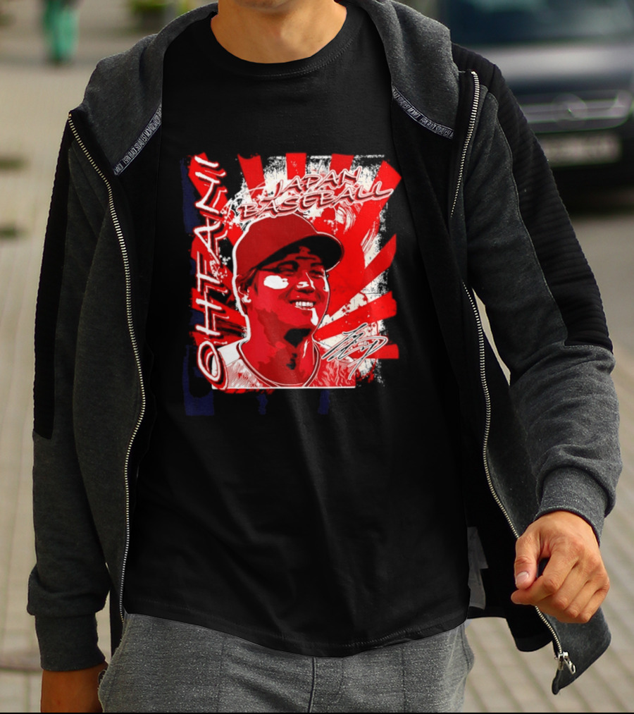 Japan Baseball Shohei Ohtani MLB International Red White Sunburst T-Shirt