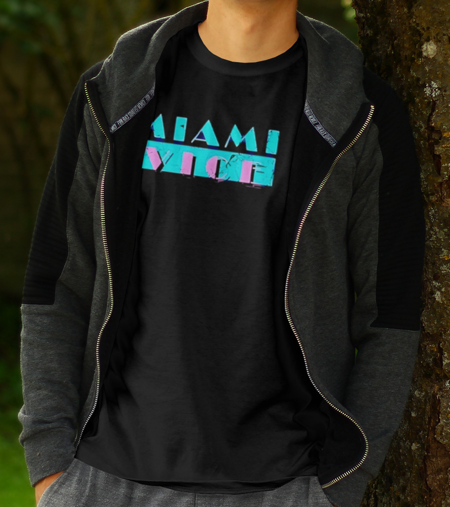 MIAMI VICE Retro Neon Blue Pink Aesthetic T-Shirt