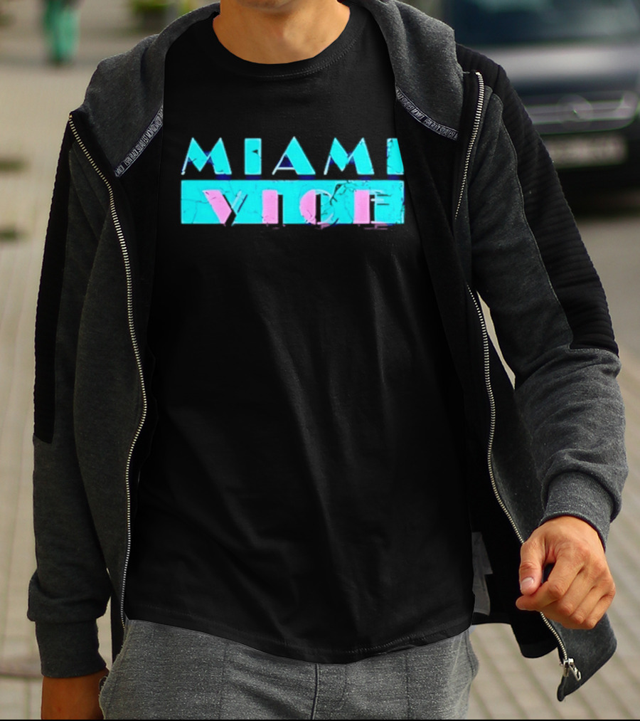 MIAMI VICE Retro Neon Blue Pink Aesthetic T-Shirt