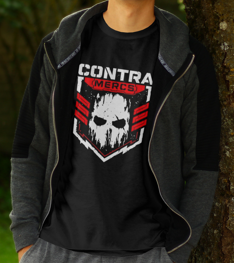 MLW Contra Mercs Skull Emblem Red Stripes T-Shirt