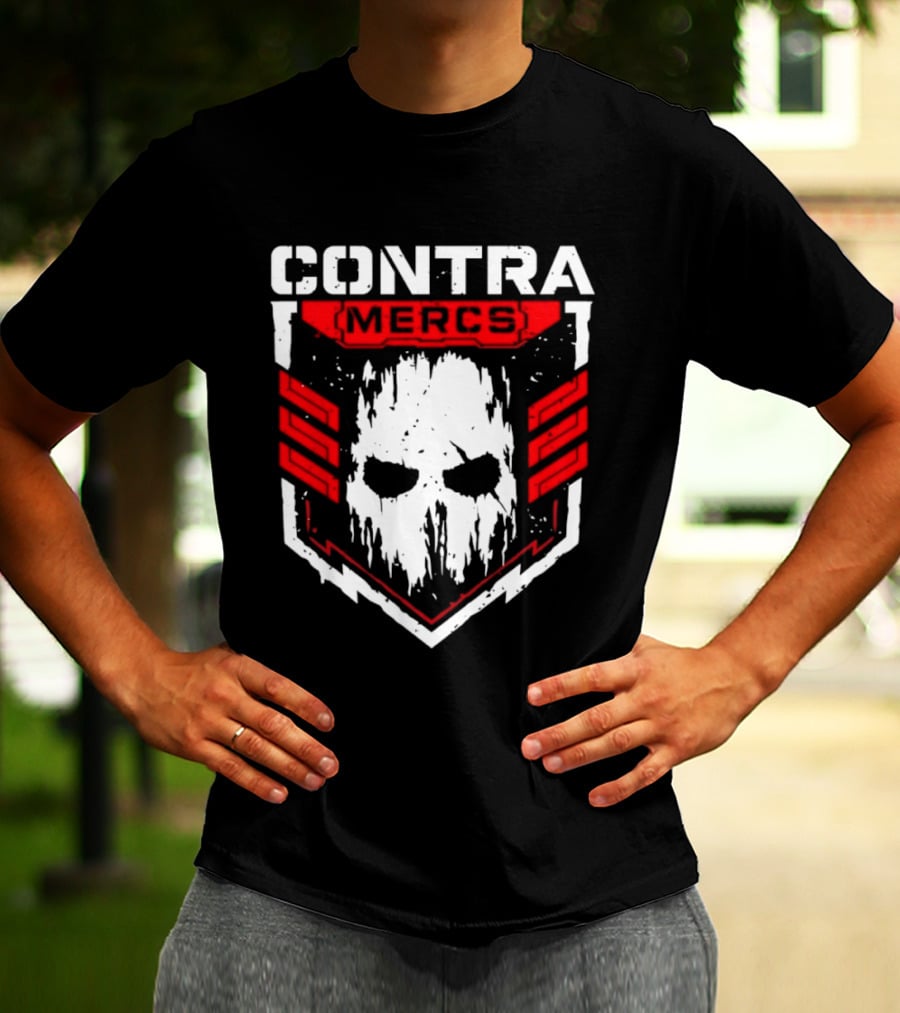 MLW Contra Mercs Skull Emblem Red Stripes T-Shirt