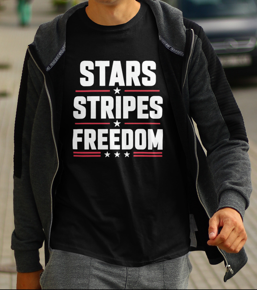 Stars Stripes Freedom Patriotic American Independence Day Fourth Of July T-Shirt