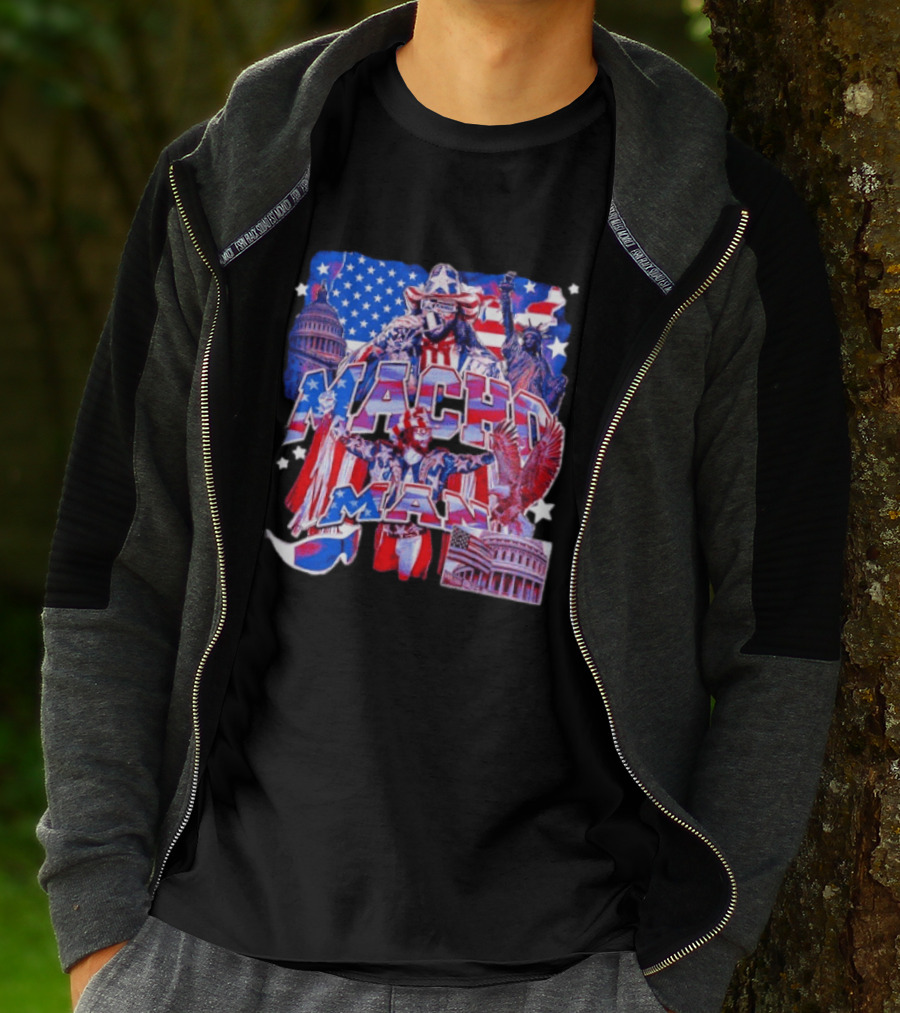 Macho Man America Independence Day Patriotic Retro USA T-Shirt