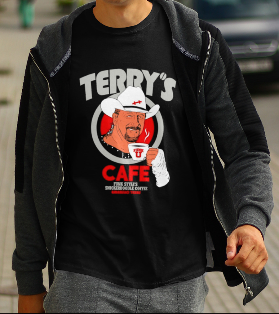 Terry's Cafe Terry Funk Funk U Coffee Cowboy Bandage T-Shirt