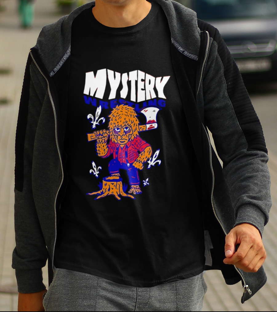 Mystery Wrestling Lumberjack Sasquatch Axe Woodcutting T-Shirt