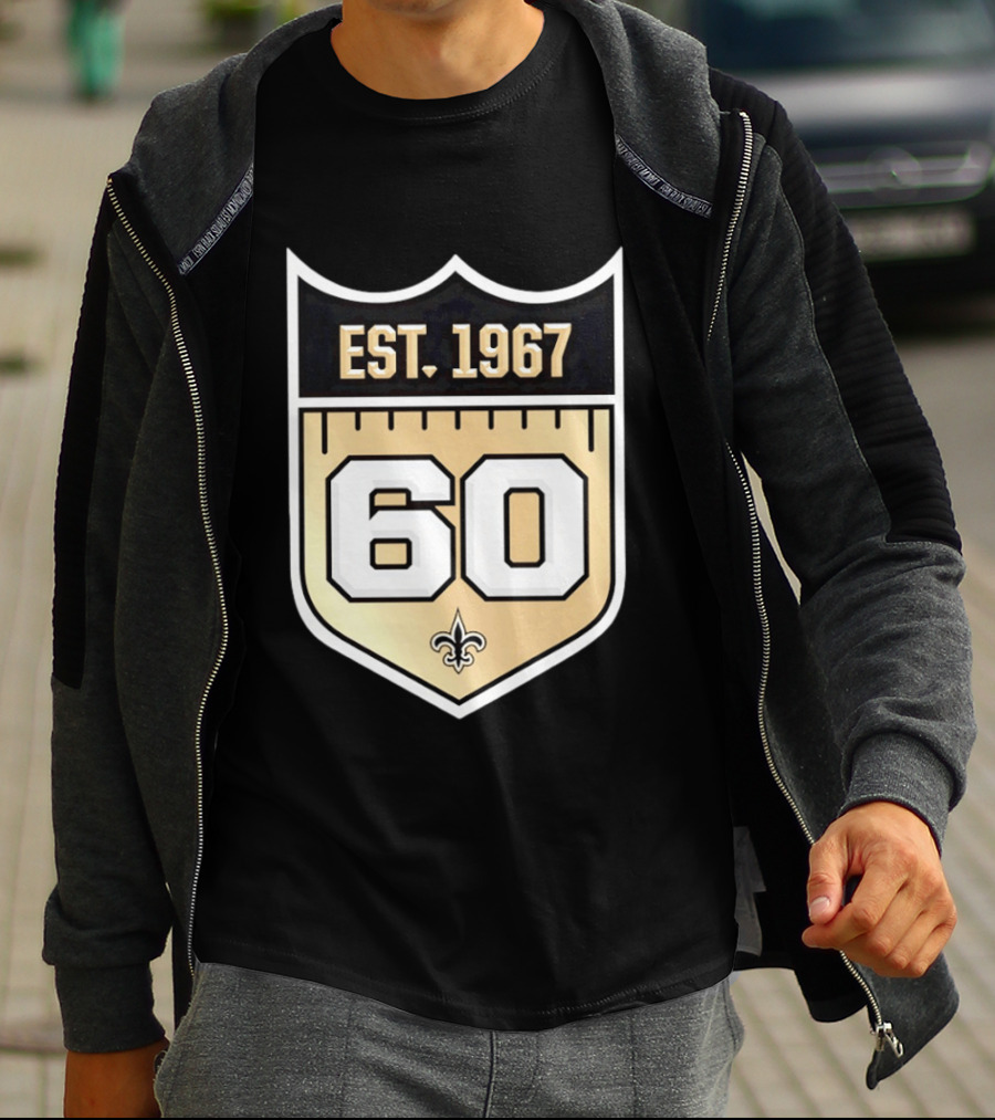New Orleans Saints 60th Anniversary Est 1967 Fleur De Lis NFL Celebration T-Shirt