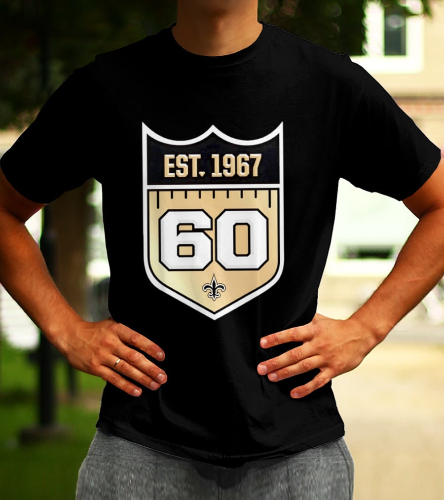 New Orleans Saints 60th Anniversary Est 1967 Fleur De Lis NFL Celebration T-Shirt
