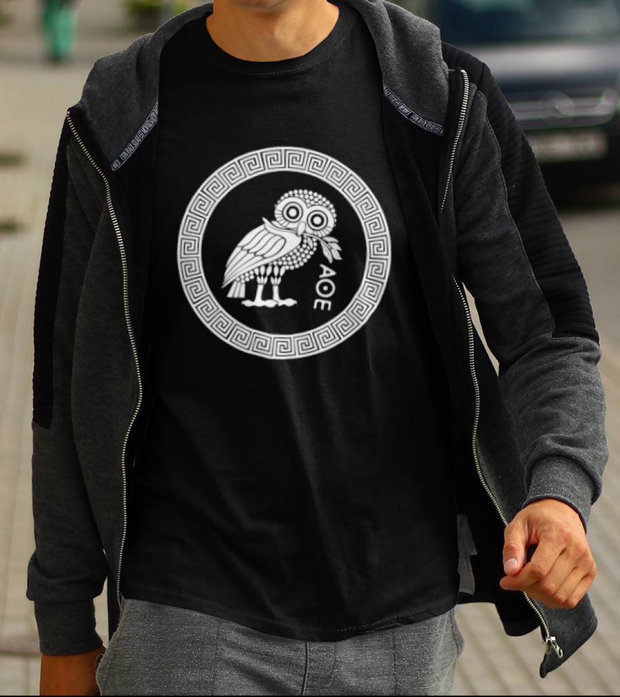 Owl Of Athena ΑΘΕ Symbol In Greek Circular T-Shirt