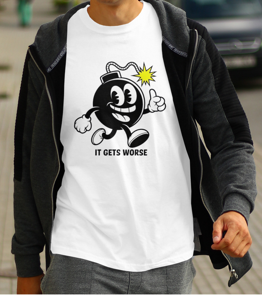 Bomb Walking Thumbs Up It Gets Worse Retro Cartoon T-Shirt