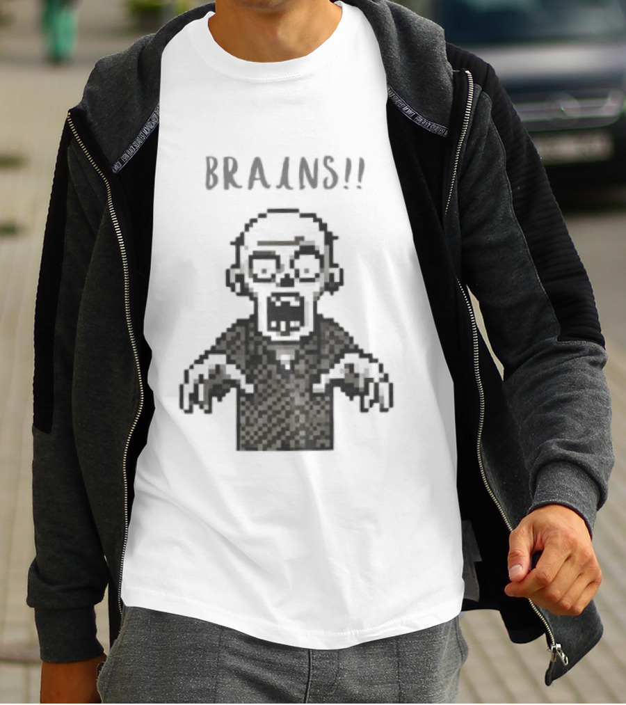 8 Bit Brains Pixel Zombie Undead Horror T-Shirt