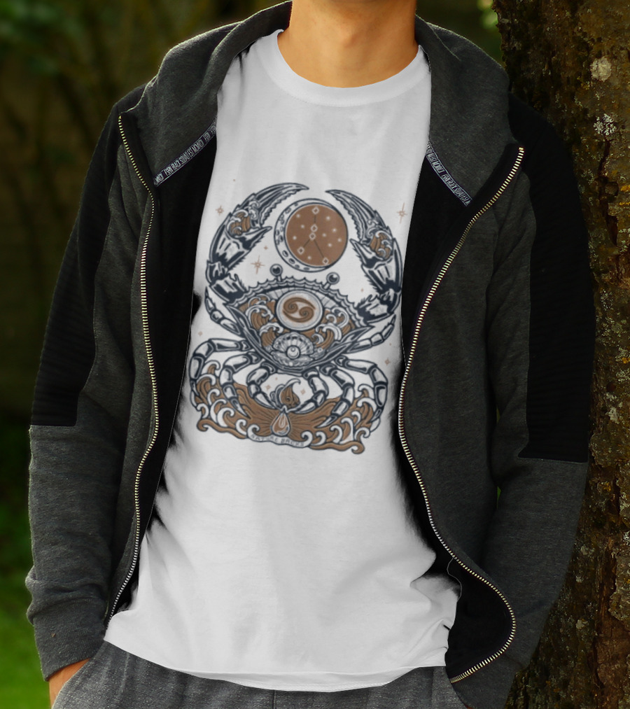 Cancer Zodiac Crab Celestial Moon Astrology Symbol And Stars T-Shirt