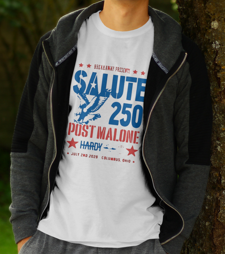 Breakaway Salute 250 Post Malone Hardy Bald Eagle Soaring July 2 2026 Columbus Ohio T-Shirt