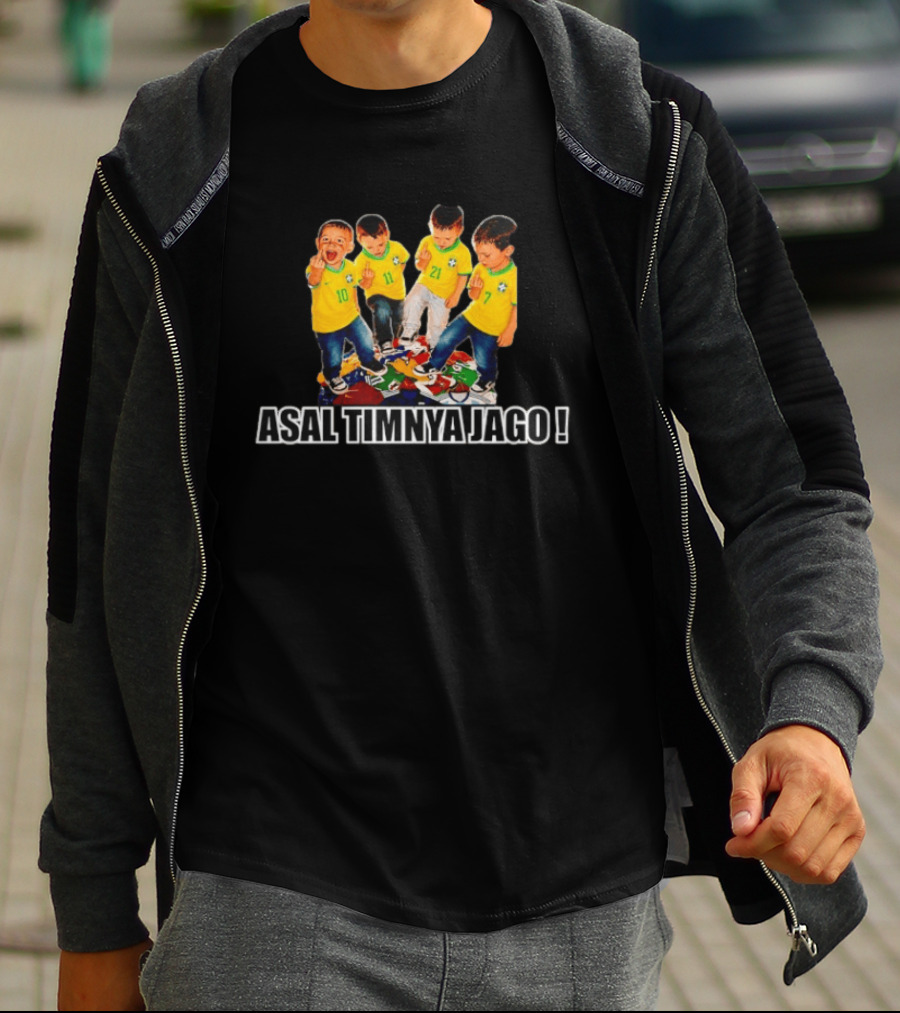 Brazil Football Kids Middle Finger Asal Timnya Jago Soccer Humor T-Shirt