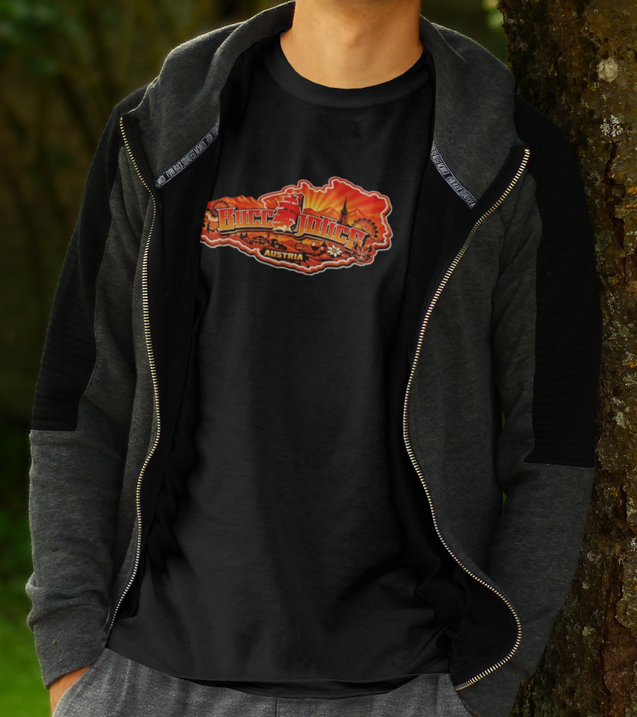 Buccaholics Austria Map With Mountains And Ferris Wheel T-Shirt