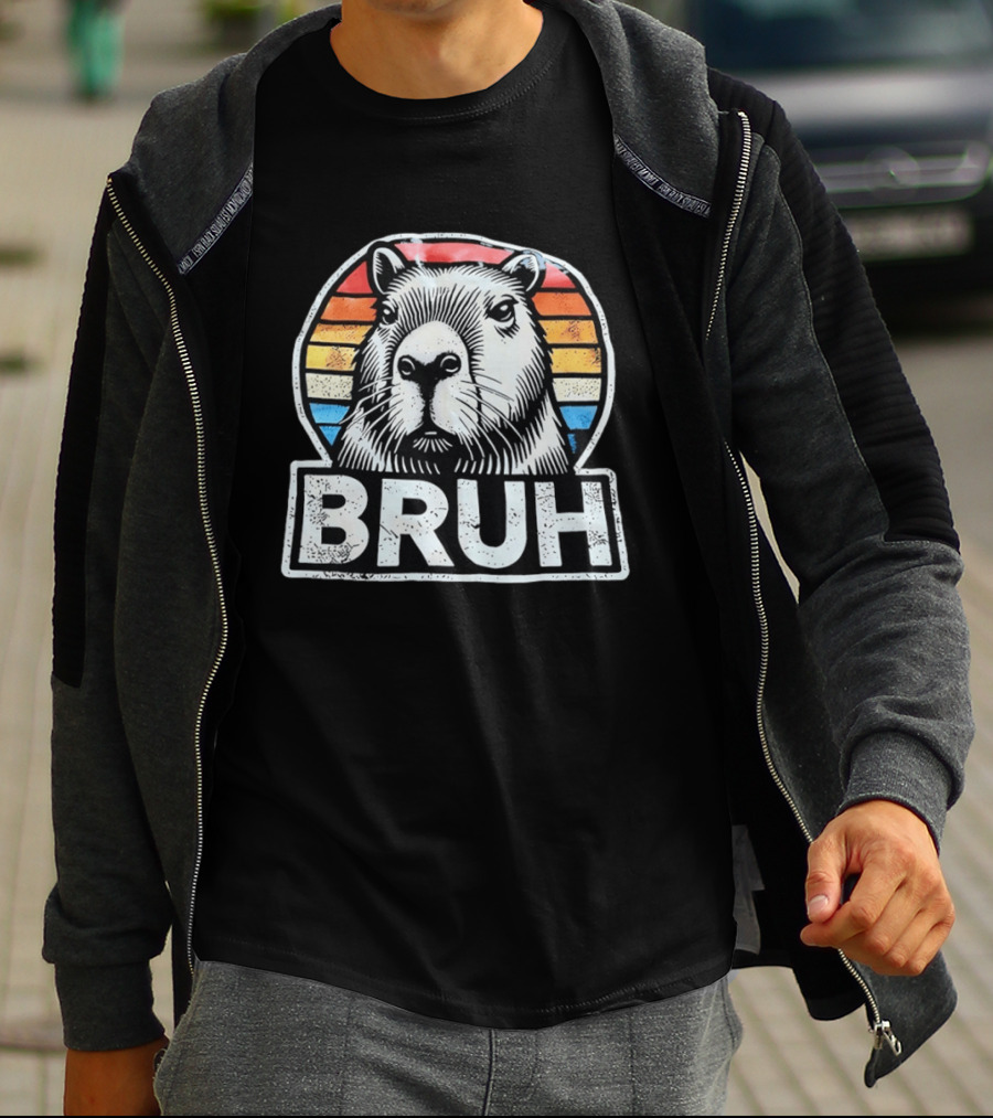 Capybara Bruh Retro Sunset Animal T-Shirt
