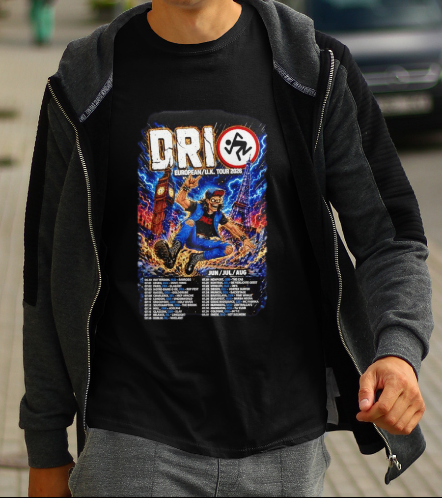 DRI European UK Tour 2026 Dirty Rotten Imbeciles Iconic Punk Artwork London Paris Venues Dates T-Shirt