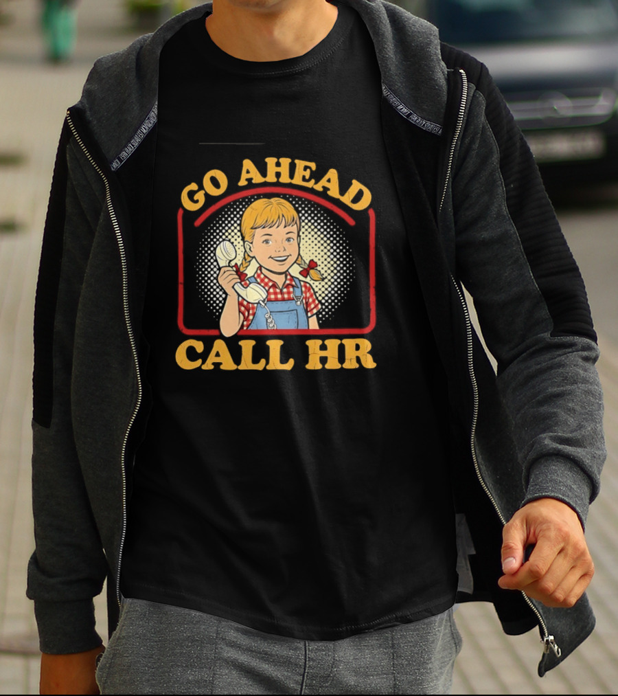 Go Ahead Call HR Funny Work Humor Overalls Checkered Girl T-Shirt