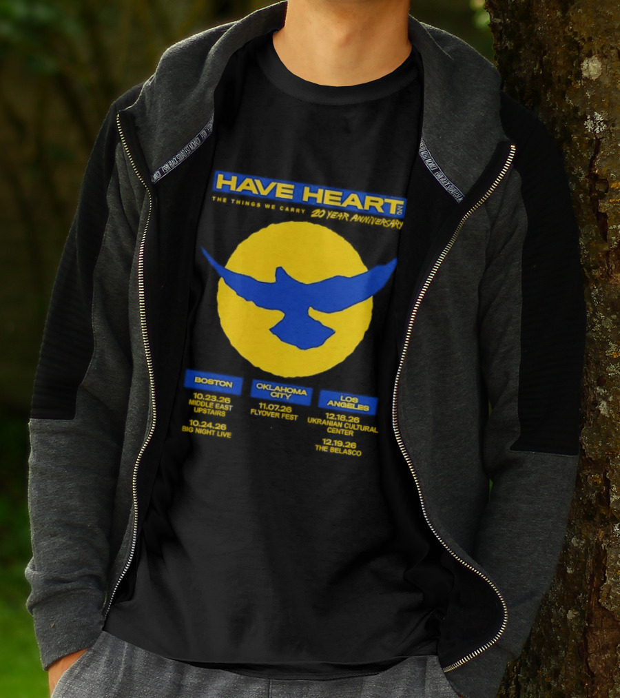Have Heart The Things We Carry 20 Year Anniversary Tour Boston Philadelphia Los Angeles Bird T-Shirt